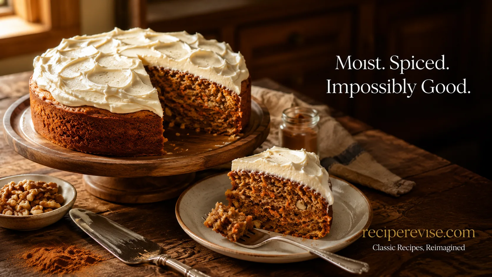 Classic Carrot Cake Recipe: Moist, Spiced & Cream Cheese Frosted